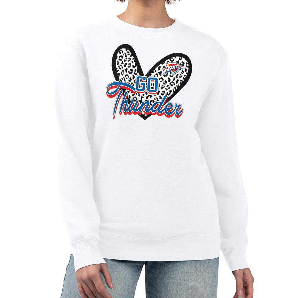 Oklahoma City Thunder G-III 4Her by Carl Banks Women's Leopard Heart Fleece Pullover Sweatshirt White outlet