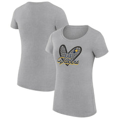 Indiana Pacers G-III 4Her by Carl Banks Women's Super-Slim Fit Lightweight Leopard Heart T-Shirt Heather Gray