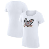 Cleveland Cavaliers G-III 4Her by Carl Banks Women's Super-Slim Fit Lightweight Leopard Heart T-Shirt White