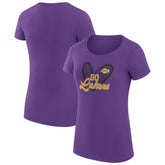 Los Angeles Lakers G-III 4Her by Carl Banks Women's Super-Slim Fit Lightweight Leopard Heart T-Shirt Purple