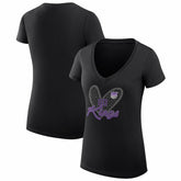 Sacramento Kings G-III 4Her by Carl Banks Women's Super-Slim Fit Lightweight Leopard Heart V-Neck T-Shirt Black