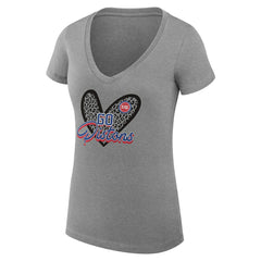 Detroit Pistons G-III 4Her by Carl Banks Women's Super-Slim Fit Lightweight Leopard Heart V-Neck T-Shirt Heather Gray