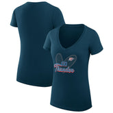 Oklahoma City Thunder G-III 4Her by Carl Banks Women's Super-Slim Fit Lightweight Leopard Heart V-Neck T-Shirt Navy