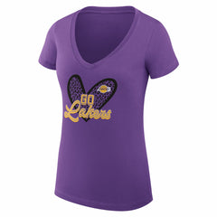 Los Angeles Lakers G-III 4Her by Carl Banks Women's Super-Slim Fit Lightweight Leopard Heart V-Neck T-Shirt Purple outlet