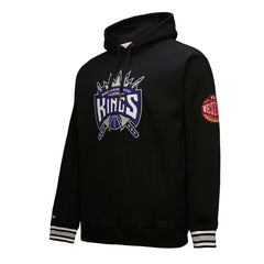 Sacramento Kings Chainstitch Applique Vintage Heavyweight Pullover Hoodie Black - Mitchell & Ness
