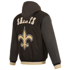 New Orleans Saints JH Design Reversible Twill Hoodie Full-Zip Jacket - Black Hoodies