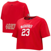 Christian McCaffrey San Francisco 49ers Pro Standard Women's Player Name & Number Cropped Boxy T-Shirt - Scarlet T-shirts
