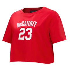 Christian McCaffrey San Francisco 49ers Pro Standard Women's Player Name & Number Cropped Boxy T-Shirt - Scarlet T-shirts