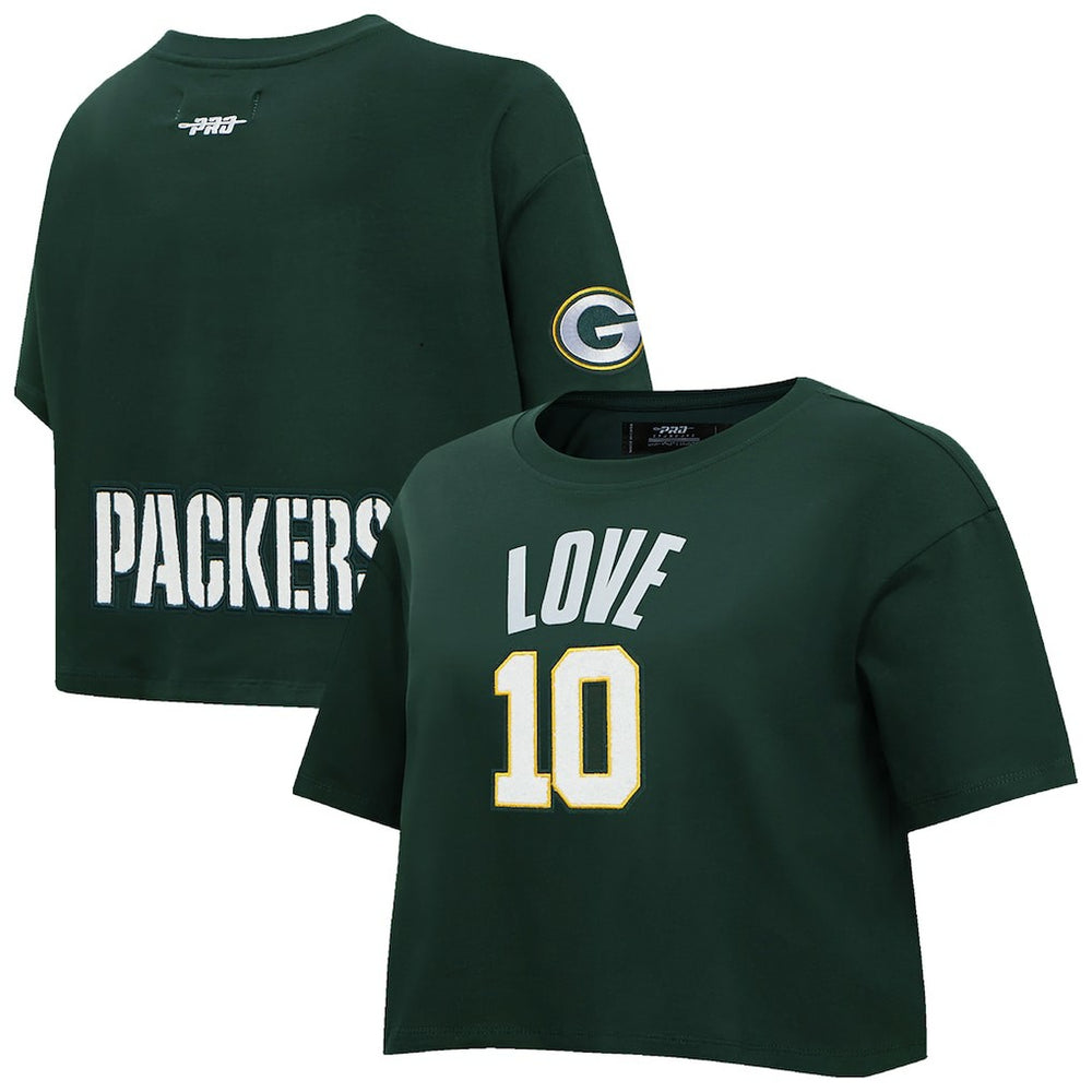 Jordan Love Green Bay Packers Pro Standard Women's Player Name & Number Cropped Boxy T-Shirt - Green T-shirts