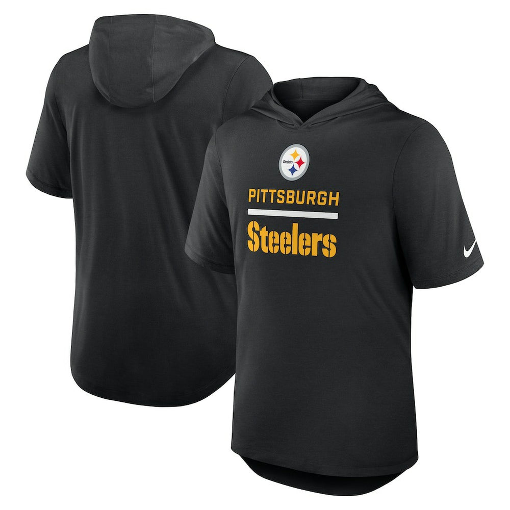 Pittsburgh Steelers Lockup Tri-Blend Hoodie T-Shirt - Black Hoodies