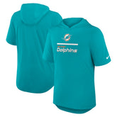 Miami Dolphins Lockup Tri-Blend Hoodie T-Shirt - Aqua Hoodies