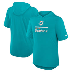 Miami Dolphins Lockup Tri-Blend Hoodie T-Shirt - Aqua Hoodies