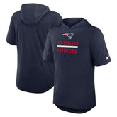 New England Patriots Lockup Tri-Blend Hoodie T-Shirt - Navy Hoodies