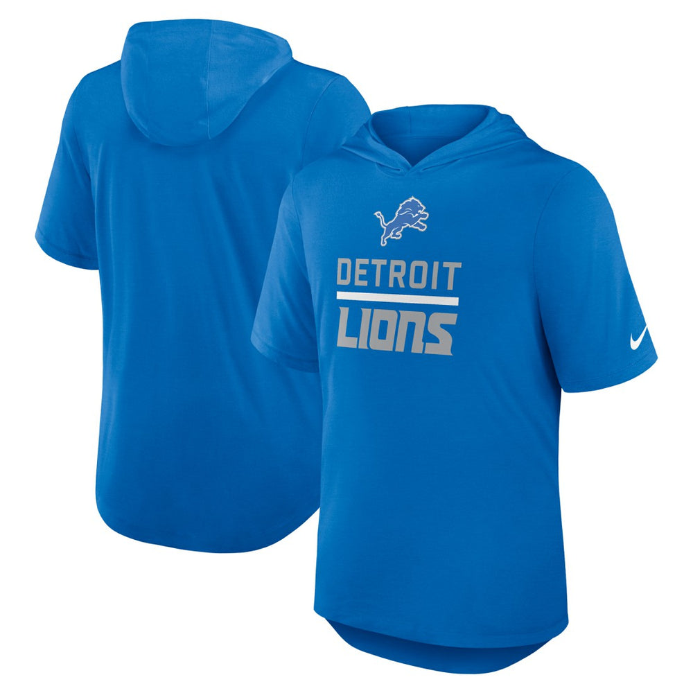 Detroit Lions Lockup Tri-Blend Hoodie T-Shirt - Blue Hoodies
