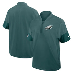 Philadelphia Eagles Sideline Short Sleeve Quarter-Zip Dri-FIT Coach Jacket - Midnight Green Jackets