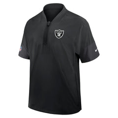 Las Vegas Raiders Sideline Short Sleeve Quarter-Zip Dri-FIT Coach Jacket - Black Jackets