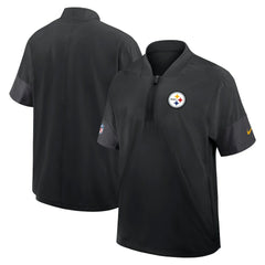 Pittsburgh Steelers Sideline Short Sleeve Quarter-Zip Dri-FIT Coach Jacket - Black Jackets