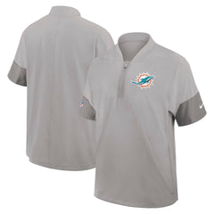 Miami Dolphins Sideline Short Sleeve Quarter-Zip Dri-FIT Coach Jacket - Gray Jackets
