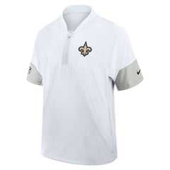 New Orleans Saints Sideline Short Sleeve Quarter-Zip Dri-FIT Coach Jacket - White Jackets