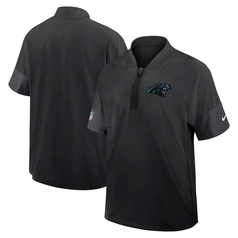 Carolina Panthers Sideline Short Sleeve Quarter-Zip Dri-FIT Coach Jacket - Black Jackets