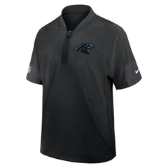Carolina Panthers Sideline Short Sleeve Quarter-Zip Dri-FIT Coach Jacket - Black Jackets