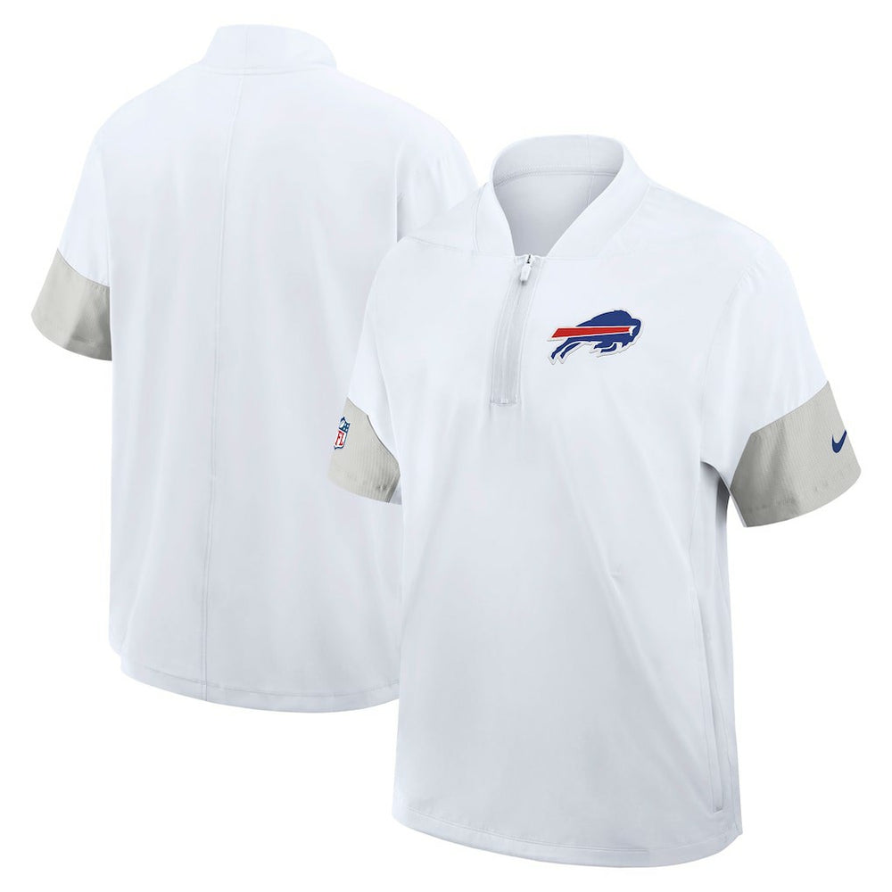 Buffalo Bills Sideline Short Sleeve Quarter-Zip Dri-FIT Coach Jacket - White Jackets