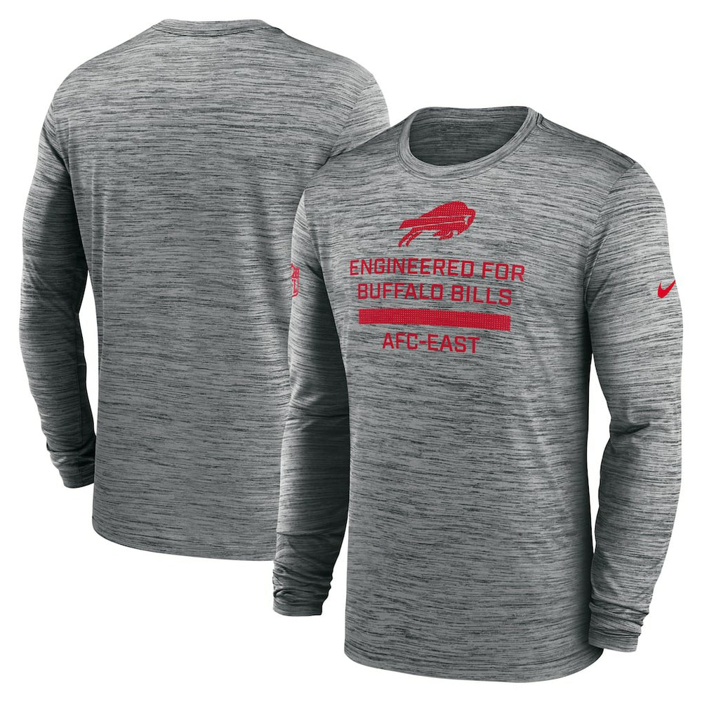 Buffalo Bills Sideline Velocity Performance Long Sleeve T-Shirt - Gray - Gray T-shirts