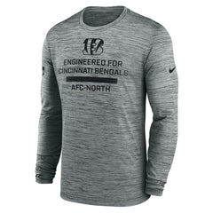 Cincinnati Bengals Sideline Velocity Performance Long Sleeve T-Shirt - Gray - Gray T-shirts