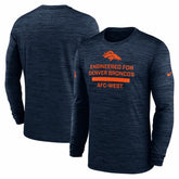 Denver Broncos Sideline Velocity Performance Long Sleeve T-Shirt - Navy - Navy T-shirts