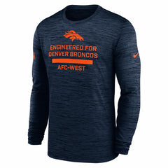 Denver Broncos Sideline Velocity Performance Long Sleeve T-Shirt - Navy - Navy T-shirts