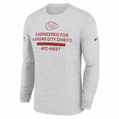 Kansas City Chiefs Sideline Velocity Performance Long Sleeve T-Shirt - Ash - Ash T-shirts