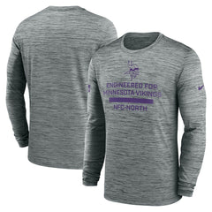 Minnesota Vikings Sideline Velocity Performance Long Sleeve T-Shirt - Gray - Gray T-shirts