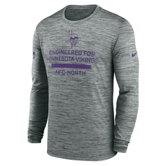 Minnesota Vikings Sideline Velocity Performance Long Sleeve T-Shirt - Gray - Gray T-shirts
