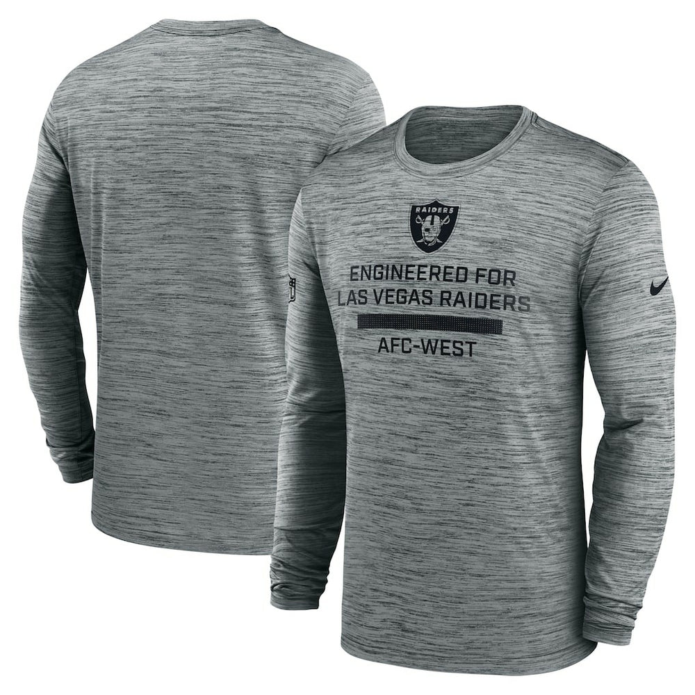 Las Vegas Raiders Sideline Velocity Performance Long Sleeve T-Shirt - Gray - Gray T-shirts