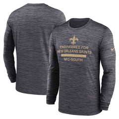 New Orleans Saints Sideline Velocity Performance Long Sleeve T-Shirt - Black - Black T-shirts