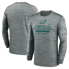 Philadelphia Eagles Sideline Velocity Performance Long Sleeve T-Shirt - Gray - Gray T-shirts