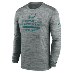 Philadelphia Eagles Sideline Velocity Performance Long Sleeve T-Shirt - Gray - Gray T-shirts