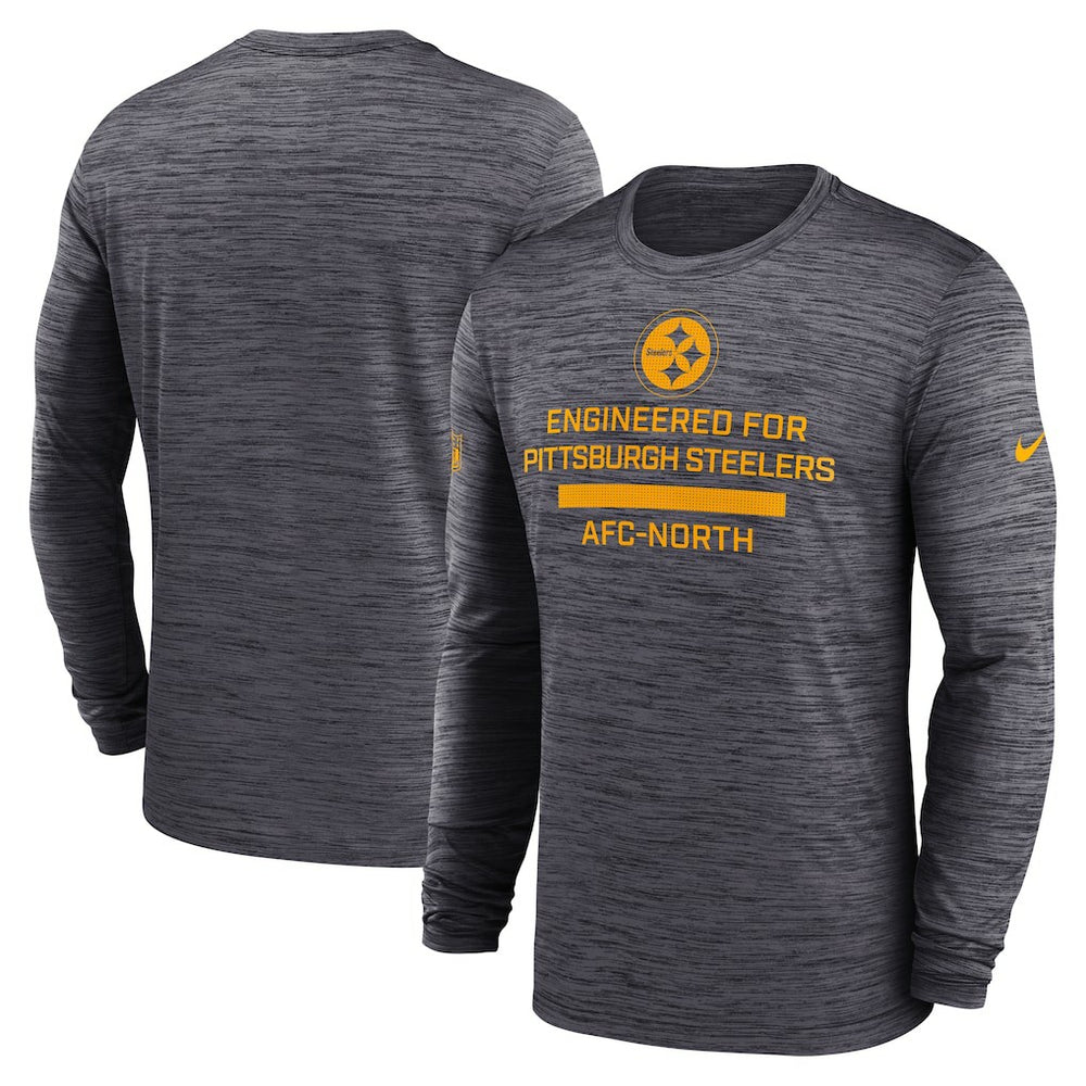 Pittsburgh Steelers Sideline Velocity Performance Long Sleeve T-Shirt - Black - Black T-shirts