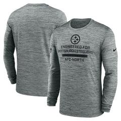 Pittsburgh Steelers Sideline Velocity Performance Long Sleeve T-Shirt - Gray - Gray T-shirts