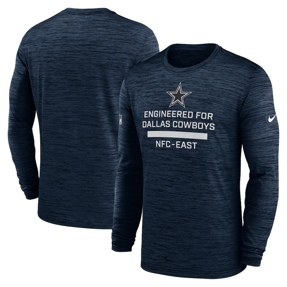Dallas Cowboys Sideline Velocity Performance Long Sleeve T-Shirt - Navy - Navy T-shirts