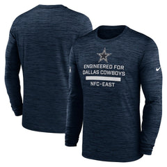Dallas Cowboys Sideline Velocity Performance Long Sleeve T-Shirt - Navy - Navy T-shirts