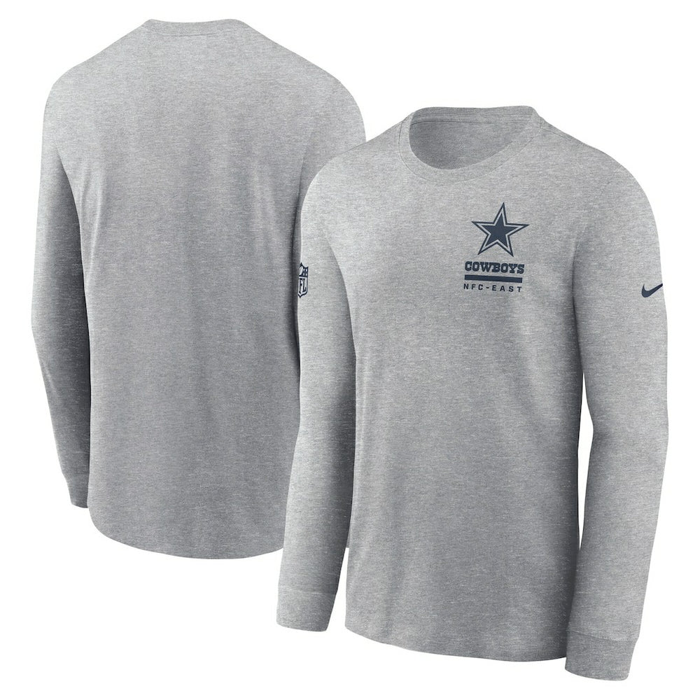 Dallas Cowboys Sideline Dri-FIT Long Sleeve T-Shirt - Heather Gray T-shirts