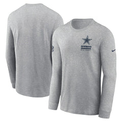 Dallas Cowboys Sideline Dri-FIT Long Sleeve T-Shirt - Heather Gray T-shirts