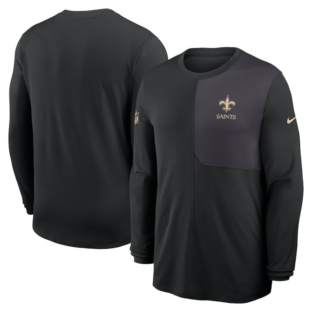 New Orleans Saints Sideline Coach UV Dri-FIT Long Sleeve Shirt - Black