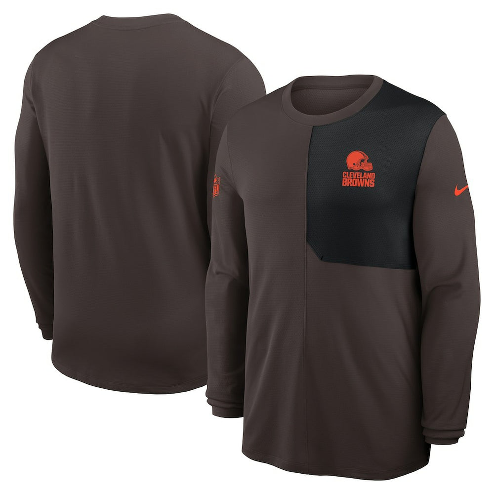 Cleveland Browns Sideline Coach UV Dri-FIT Long Sleeve Shirt - Brown