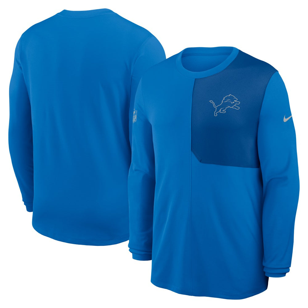 Detroit Lions Sideline Coach UV Dri-FIT Long Sleeve Shirt - Blue