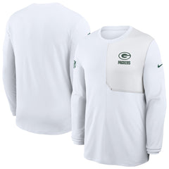 Green Bay Packers Sideline Coach UV Dri-FIT Long Sleeve Shirt - White