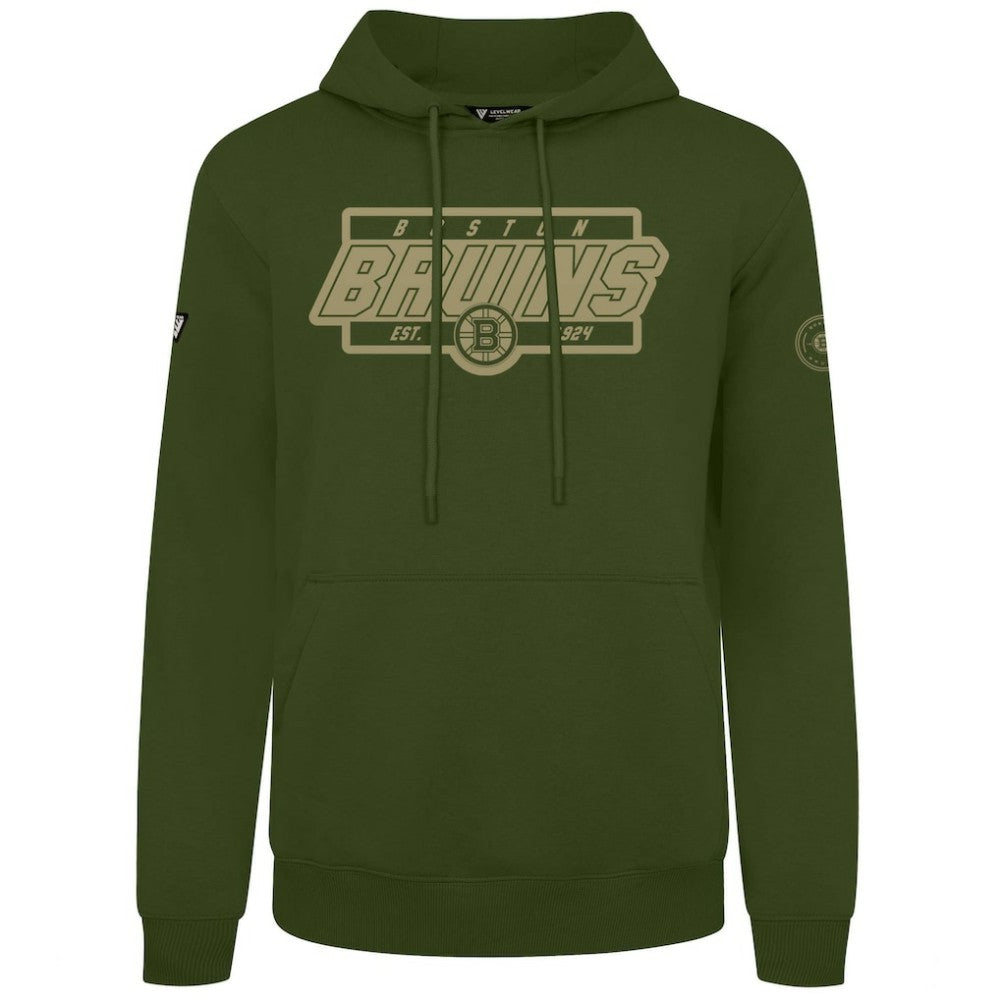 Boston Bruins Levelwear Podium Pullover Hoodie - Olive | US 202116571