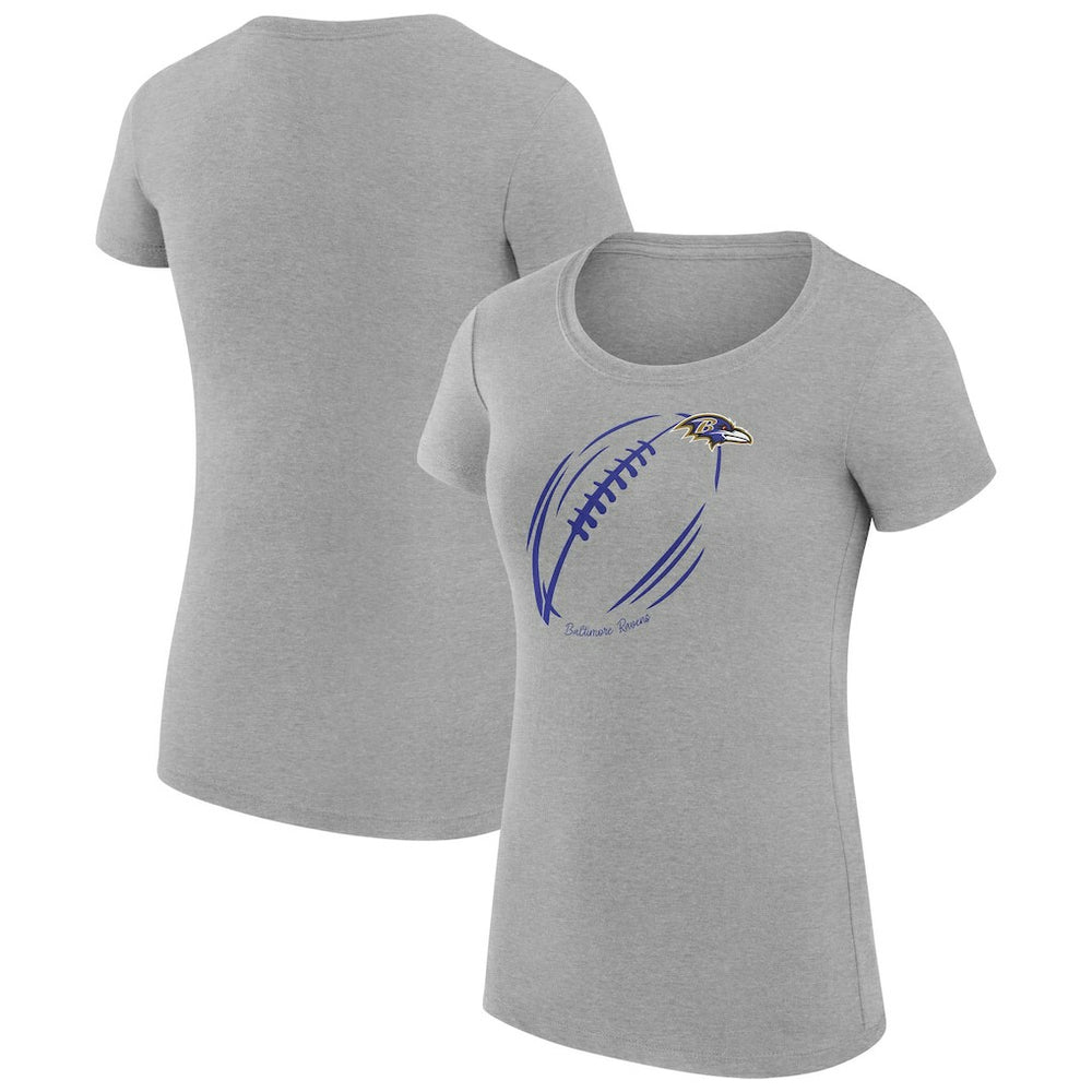 Baltimore Ravens G-III 4Her by Carl Banks Women's Super-Slim Fit Lightweight Subtle Football T-Shirt - Heather Gray T-shirts