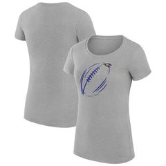 Baltimore Ravens G-III 4Her by Carl Banks Women's Super-Slim Fit Lightweight Subtle Football T-Shirt - Heather Gray T-shirts